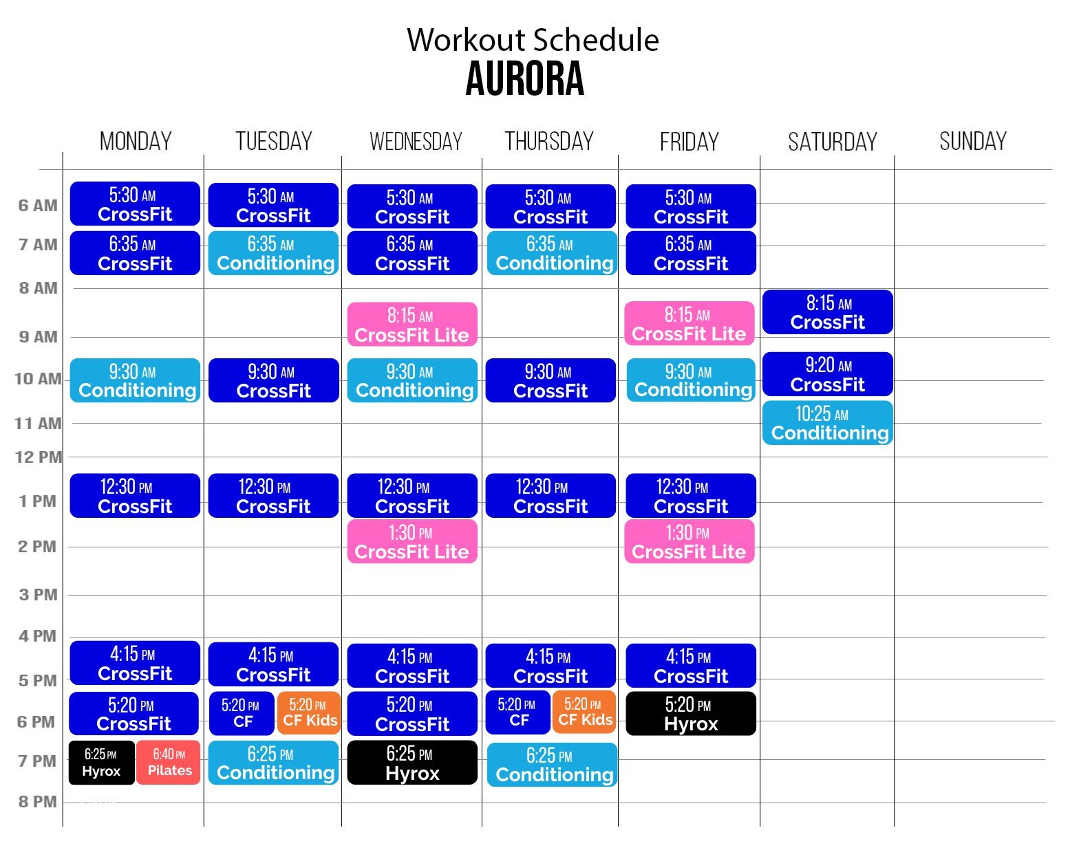 CrossFit Newmarket Central Aurora Workout Schedule